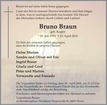 Traueranzeige von Bruno Braun von Tageszeitung