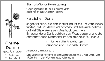 Traueranzeige von Christel Damm von Tageszeitung