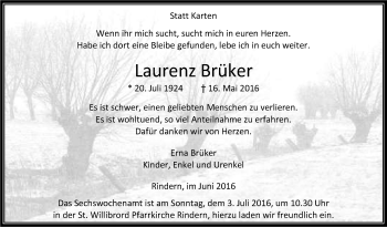 Traueranzeige von Laurenz Brüker von Tageszeitung