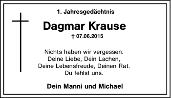 Traueranzeige von Dagmar Krause von Tageszeitung