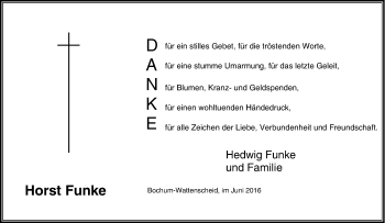 Traueranzeige von Horst Funke von Tageszeitung
