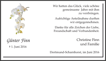 Traueranzeige von Günter Finn von Tageszeitung