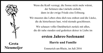 Traueranzeige von Greta Nieumeijer von Tageszeitung