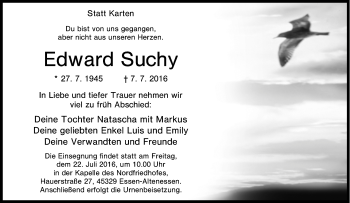 Traueranzeige von Edward Suchy von Tageszeitung