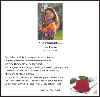 Traueranzeige von Ute Reitsch von Tageszeitung