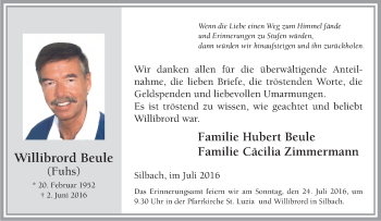 Traueranzeige von Willibrord Beule von Tageszeitung