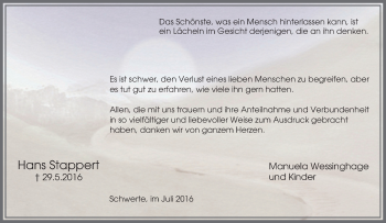 Traueranzeige von Hans Stappert von Tageszeitung