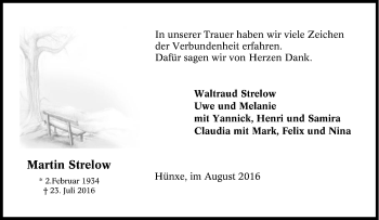 Traueranzeige von Martin Strelow von Tageszeitung