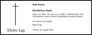 Traueranzeige von Elvire Lay von Tageszeitung