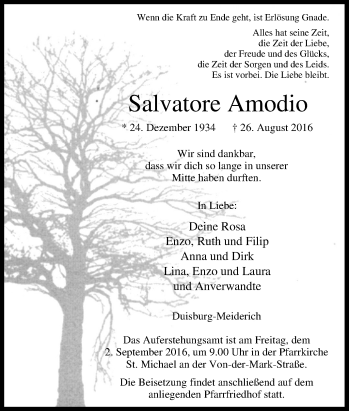 Traueranzeige von Salvatore Amodio von Tageszeitung