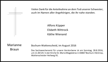 Traueranzeige von Marianne Braun von Tageszeitung