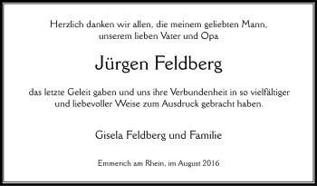 Traueranzeige von Jürgen Feldberg von Tageszeitung