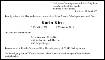 Traueranzeige von Karin Kirn von Tageszeitung