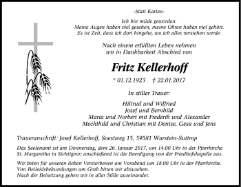 Traueranzeige von Fritz Kellerhoff von Tageszeitung