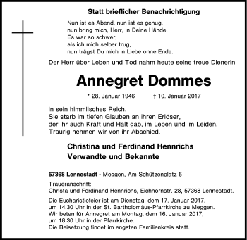Traueranzeige von Annegret Domures von Tageszeitung