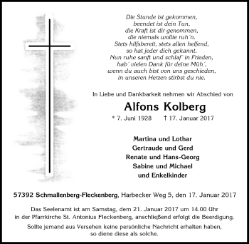 Traueranzeige von Alfons Kolberg von Tageszeitung