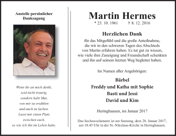 Traueranzeige von Martin Hermes von Tageszeitung