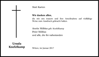 Traueranzeige von Ursula Knefelkamp von Tageszeitung