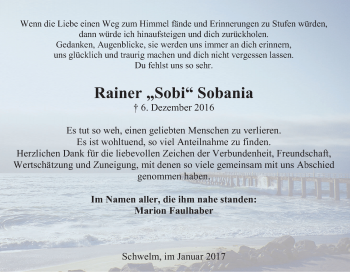 Traueranzeige von Rainer Sobania von Tageszeitung