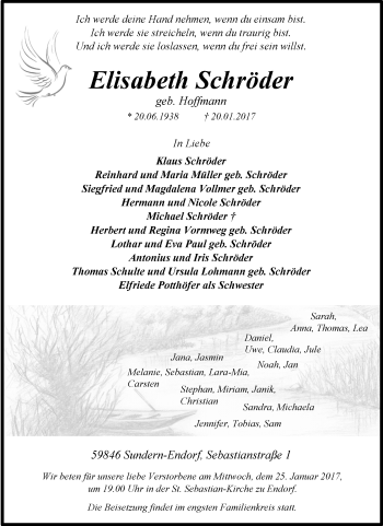 Traueranzeige von Elisabeth Schröder von Tageszeitung