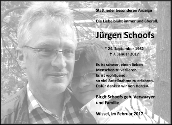 Traueranzeige von Jürgen Schoofs von Tageszeitung