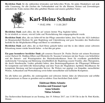 Traueranzeige von Karl-Heinz Schmitz von Tageszeitung