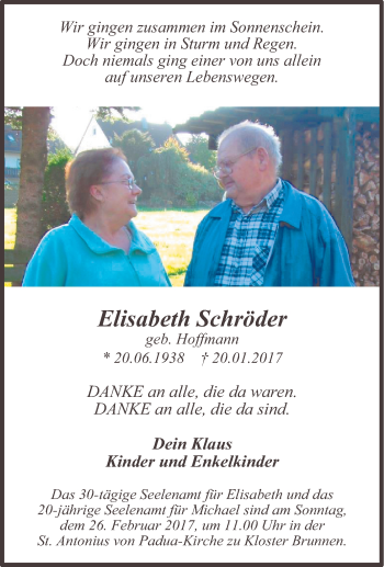 Traueranzeige von Elisabeth Schröder von Tageszeitung
