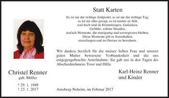 Traueranzeige von Christel Renner von Tageszeitung