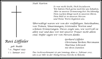 Traueranzeige von Rosi Löffler von Tageszeitung