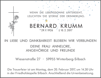 Traueranzeige von Bernard Krumm von Tageszeitung